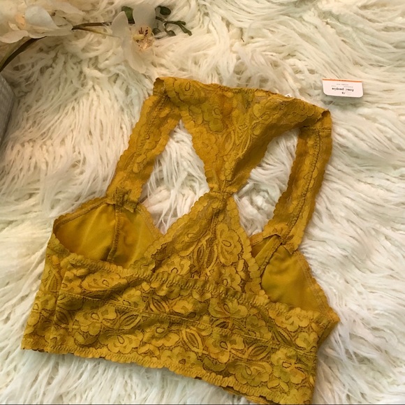 Free People Golden Rod Lace Racerback Bralette Bra - Picture 6 of 8